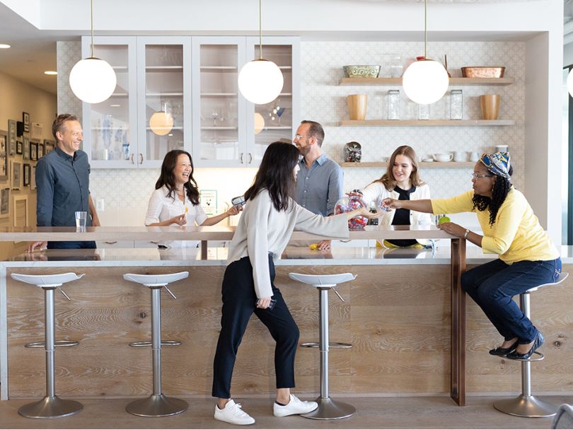 team in company kitchen