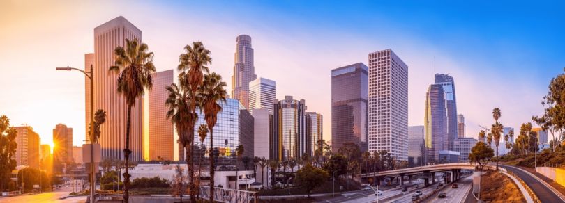 los angeles buildings in sunset
