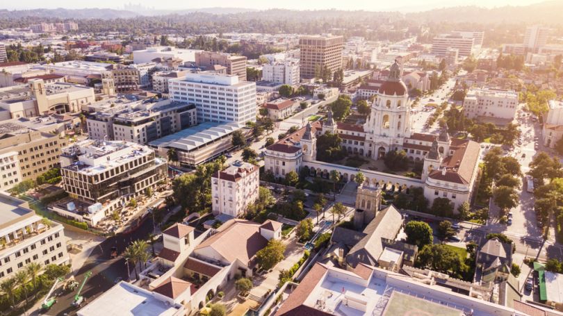 aerial view of pasadena, california