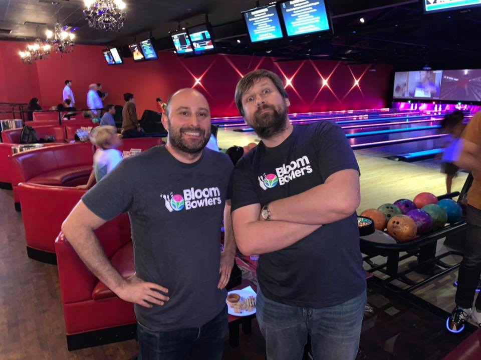 BloomNation team members at bowling alley