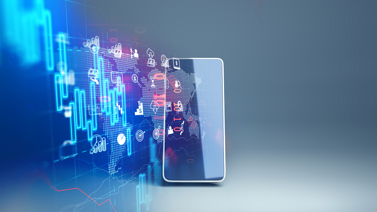 Fintech icon and technology element on mobile phone