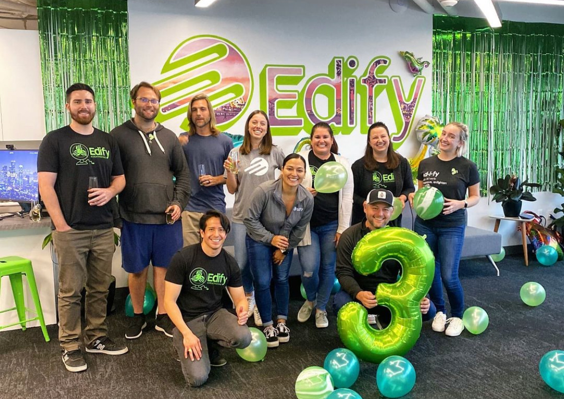 Edify team celebrating 3 year anniversary