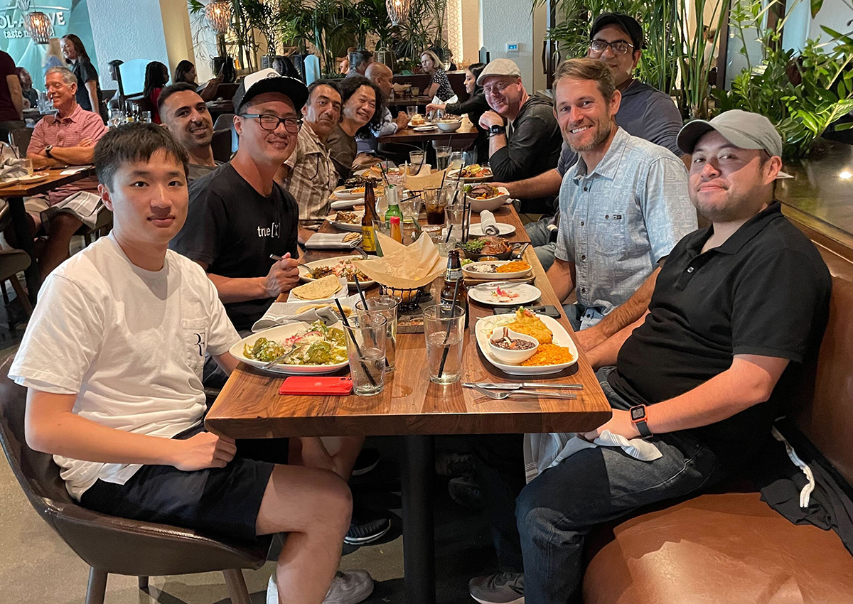 Infillion team members at a restaurant together