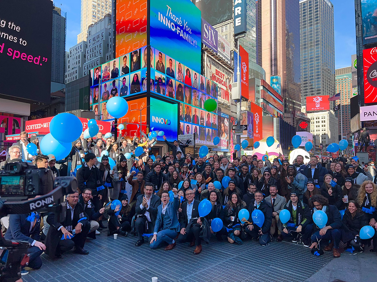 Innovid team photo in Times Square