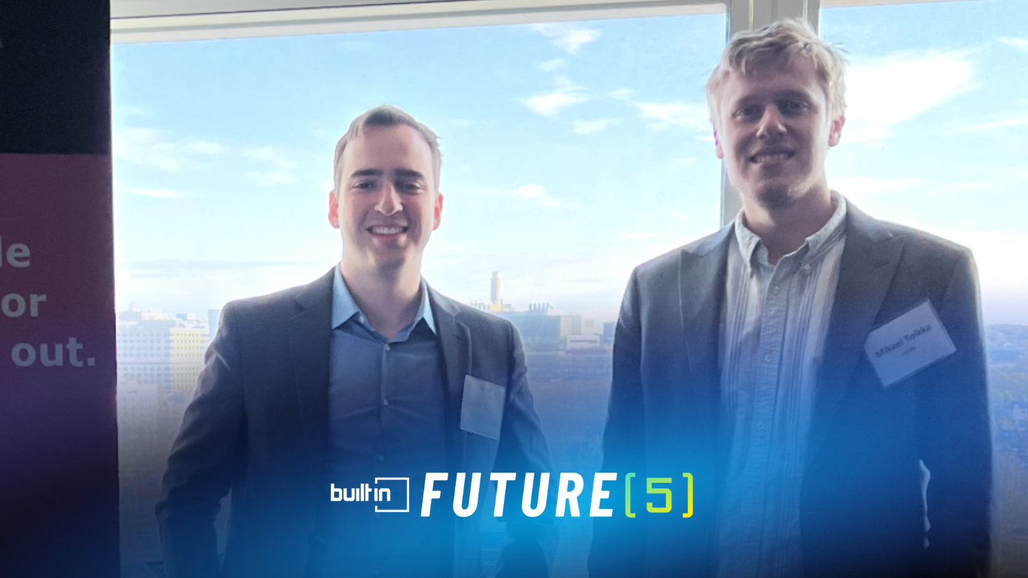 Locale co-founders Daniel Starr (left) and Mikael Toikka (right) stand for a photo at a conference.