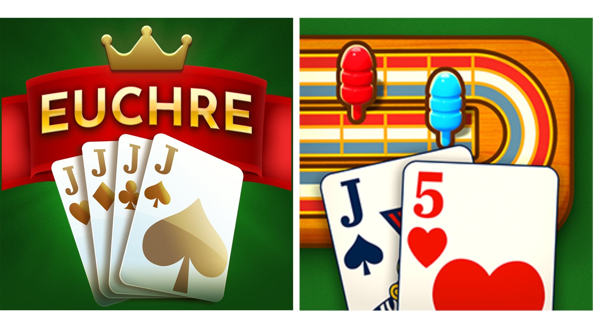 Graphic icons of MobilityWare’s Euchre Daily and Cribbage Daily games.