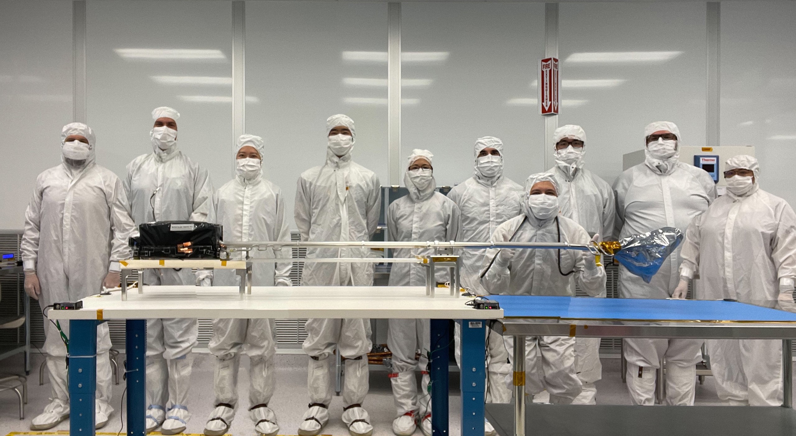 The flight assembly team in the lab.