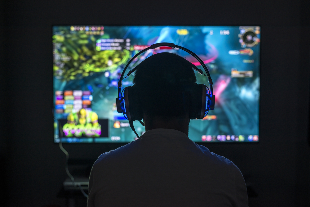 Person playing multiplayer game 