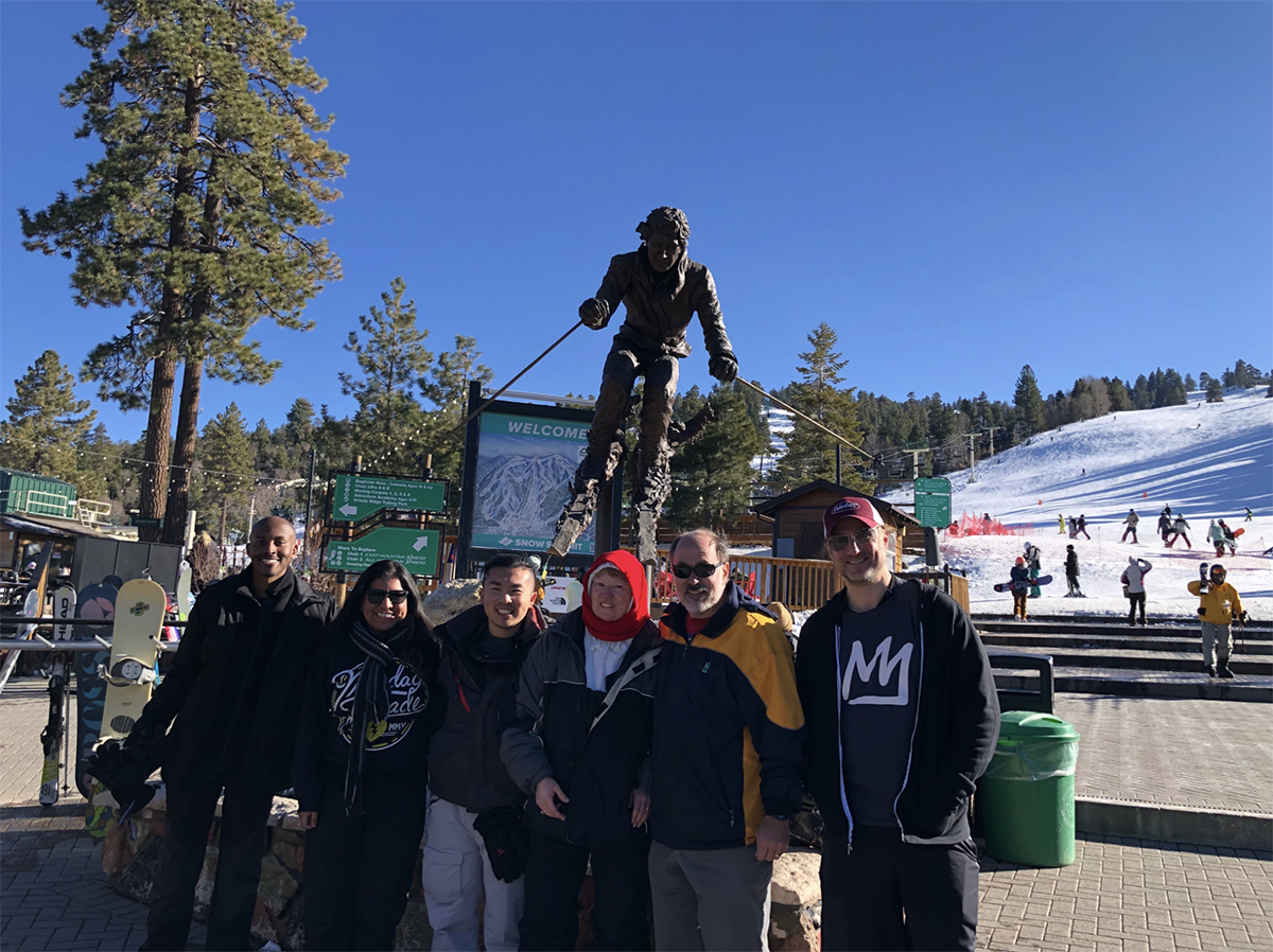 Spartan team members at a ski resort