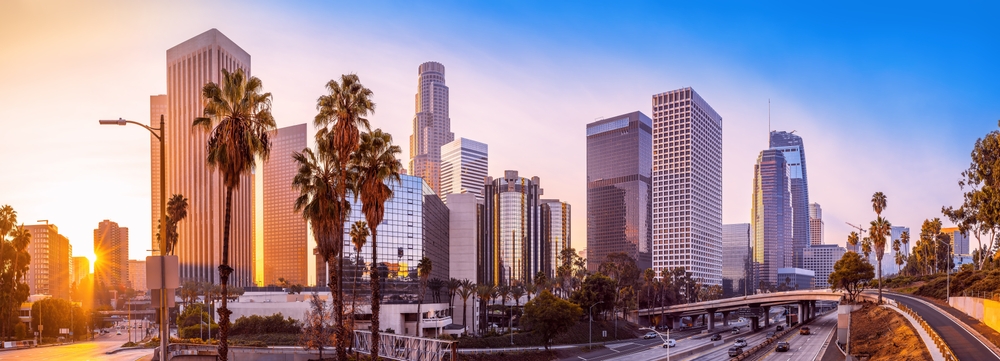 los angeles buildings in sunset