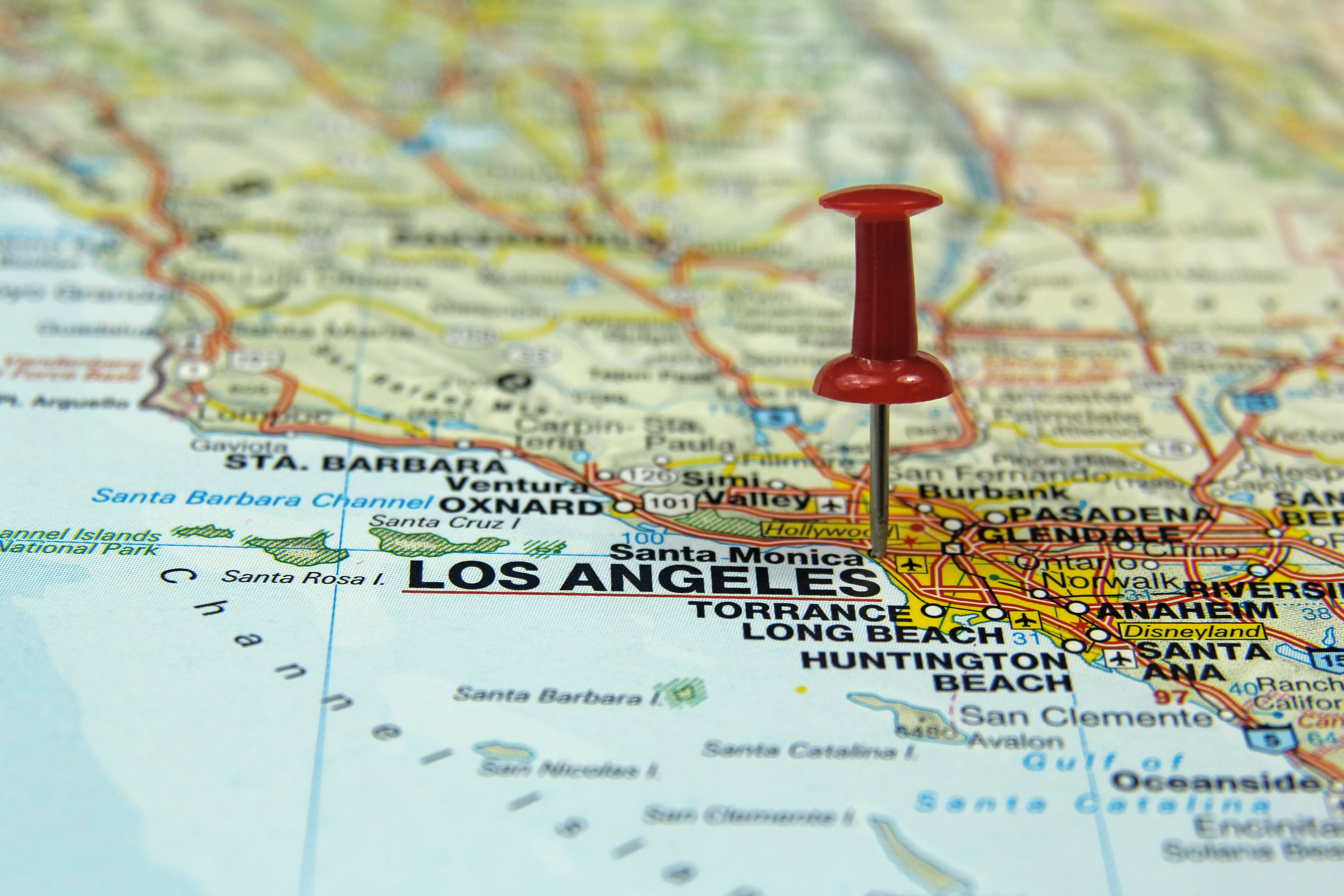 Tack on map of LA