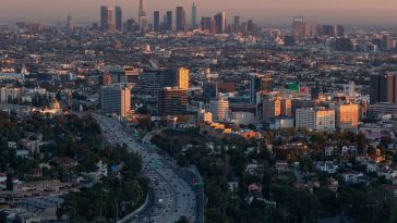 The 101 freeway leads into the downtown of Los Angeles