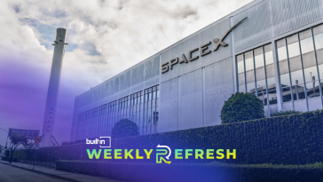 An exterior shot of a SpaceX office building