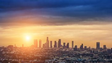 LA skyline at sunrise