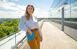 Aerospace Corporation employee outside at our Chantilly Campus